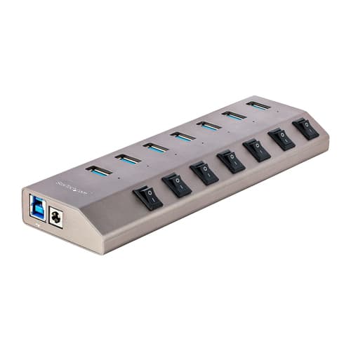 StarTech.com 7-Port Self-Powered USB-C Hub with Individual On/Off Switches, USB 3.0 5Gbps Expansion Hub w/Power Supply, Desktop/Laptop USB-C to USB-A Hub, 7x BC 1.2 (1.5A), USB Type C Hub - USB-C/A Host Cables (5G7AIBS-USB-HUB-EU) - Hub - 7 x USB 3.2 Gen 1 - desktop
