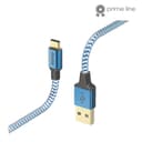 Hama Reflective Charging Cable, USB-A - USB-C, 1.5m, Nylon, Blue thumbnail 1