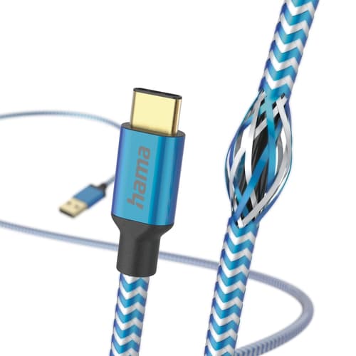 Hama Reflective Charging Cable, USB-A - USB-C, 1.5m, Nylon, Blue — view 5