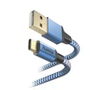 Hama Reflective Charging Cable, USB-A - USB-C, 1.5m, Nylon, Blue thumbnail 3