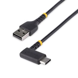 StarTech.com 3ft (1m) USB A to C Charging Cable Right Angle, Heavy Duty Fast Charge USB-C Cable, USB 2.0 A to Type-C, Durable and Rugged Aramid Fiber, 3A, S20/iPad/Pixel - High Quality USB Charging Cord (R2ACR-1M-USB-CABLE) - USB cable - USB (M) straight to 24 pin USB-C (M) right-angled - USB 2.0 - 3 A - 1 m - black
