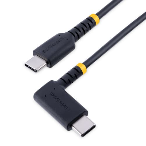 StarTech.com 6ft (2m) USB C Charging Cable Right Angle, 60W PD 3A, Heavy Duty Fast Charge USB-C Cable, USB 2.0 Type-C, Durable and Rugged Aramid Fiber, S20/iPad/Pixel - High Quality USB Charging Cord (R2CCR-2M-USB-CABLE) - USB cable - 24 pin USB-C (M) straight to 24 pin USB-C (M) right-angled - USB 2.0 - 3 A - 2 m - USB Power Delivery (60W) - black