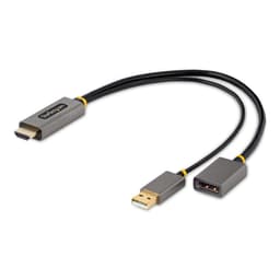 StarTech.com 1ft (30cm) HDMI to DisplayPort Adapter, Active 4K 60Hz HDMI Source to DP Monitor Adapter Cable, USB Bus Powered, HDMI 2.0 to DisplayPort Converter for Laptops/PC - Supports HDR and Ultrawide Displays (128-HDMI-DISPLAYPORT) - Adapter cable - HDMI, USB (power only) male to DisplayPort female - 30 cm - grey, black - 4K60Hz (3840 x 2160) support, active, one directional
