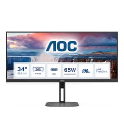 AOC Value-line U34V5C/BK - V5 series - LED monitor - 34" - 3440 x 1440 WQHD @ 100 Hz - VA - 300 cd/m� - 4000:1 - 4 ms - HDMI, DisplayPort, USB-C - speakers - matte black