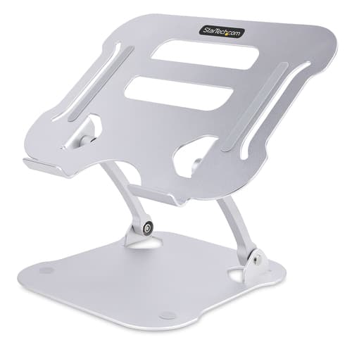 StarTech.com Laptop Stand for Desk, Ergonomic Laptop Stand Adjustable Height, Aluminum, Portable, Supports up to 22lb (10kg), Foldable Laptop Holder for Desk - Angled Notebook Computer Riser/Lift (ADJ-LAPTOP-RISER) - Notebook stand - desk mountable - silver - for P/N: PRIVSCNLT15, PRIVSCNMAC13, PRIVSCNMAC15