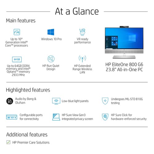 HP EliteOne 800 G6 - All-in-one - Core i5 10500 / up to 4.5 GHz - vPro - RAM 8 GB - SSD 256 GB - NVMe, TLC - UHD Graphics 630 - Gigabit Ethernet - Win 10 Pro 64-bit - monitor: LED 23.8" 1920 x 1080 (Full HD) touchscreen - keyboard: UK — view 36