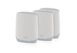 NETGEAR Orbi RBK763S - Wi-Fi system - (router, 2 extenders) - up to 7,500 sq.ft - mesh 1GbE - Wi-Fi 6 - Tri-Band