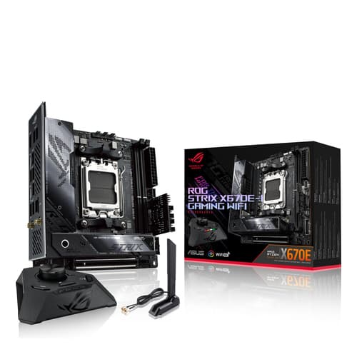 ASUS ROG Strix X670E-I Gaming WiFi - Motherboard - mini ITX - Socket AM5 - AMD X670E Chipset - USB4, USB 3.2 Gen 2, USB 3.2 Gen 1, USB-C 3.2 Gen2 - 2.5 Gigabit LAN, Wi-Fi 6E, Bluetooth - onboard graphics (CPU required) - HD Audio