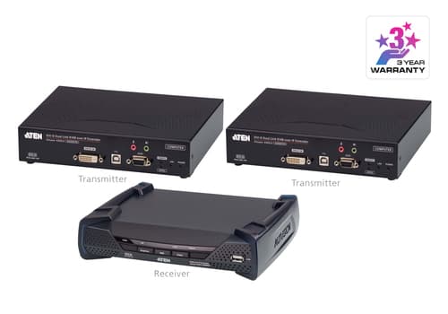 2K DVI-D KVM over IP 2T1R Extender (Dual SFP) — view 1