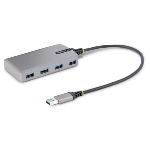 StarTech.com 4-Port USB Hub, USB 3.0 5Gbps, Bus Powered, USB-A to 4x USB-A Hub with Optional Auxiliary Power Input, Portable Desktop/Laptop USB Hub with 1ft (30cm) Attached Cable - USB Expansion Hub (5G4AB-USB-A-HUB) - Hub - 4 x USB 3.2 Gen 1 + 1 x micro-USB - desktop