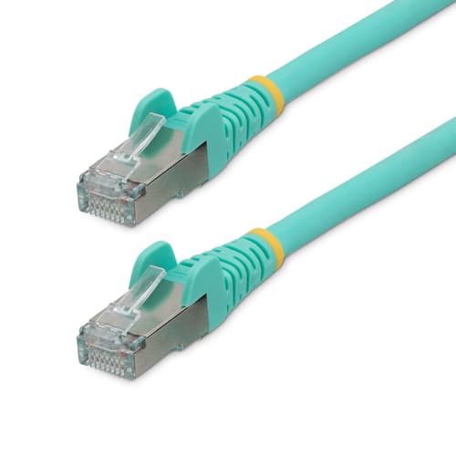 StarTech.com 50cm CAT6a Ethernet Cable - Aqua - Low Smoke Zero Halogen (LSZH) - 10GbE 500MHz 100W PoE++ Snagless RJ-45 w/Strain Reliefs S/FTP Network Patch Cord - Patch cable - RJ-45 (M) to RJ-45 (M) - 50 cm - S/FTP - CAT 6a - IEEE 802.3bt - snagless, stranded, molded, halogen-free - aqua