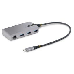 StarTech.com 3-Port USB-C Hub with Ethernet, 3x USB-A Ports, Gigabit Ethernet, USB 3.0 5Gbps, Bus-Powered, USB Type-C Hub w/GbE and 1ft/30cm Long Cable, Portable Laptop USB C Hub Adapter - USB Expansion Hub, RJ45 (5G3AGBB-USB-C-HUB) - Hub - 3 x USB 3.2 Gen 1 + 1 x micro-USB + 1 x 10/100/1000 - desktop