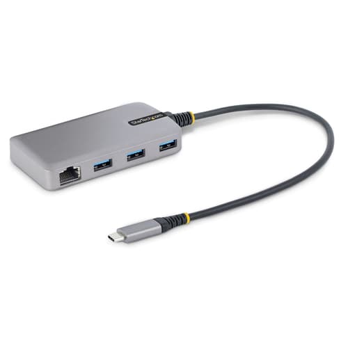 StarTech.com 3-Port USB-C Hub with Ethernet, 3x USB-A Ports, Gigabit Ethernet, USB 3.0 5Gbps, Bus-Powered, USB Type-C Hub w/GbE and 1ft/30cm Long Cable, Portable Laptop USB C Hub Adapter - USB Expansion Hub, RJ45 (5G3AGBB-USB-C-HUB) - Hub - 3 x USB 3.2 Gen 1 + 1 x micro-USB + 1 x 10/100/1000 - desktop