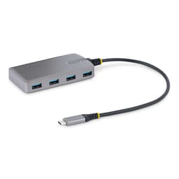 StarTech.com 4-Port USB-C Hub, USB 3.0 5Gbps, Bus Powered, USB Type-C to 4x USB-A Hub with Optional Auxiliary Power Input, Portable Desktop/Laptop USB Hub with 1ft (30cm) Attached Cable - USB Expansion Hub (5G4AB-USB-C-HUB) - Hub - 4 x USB 3.2 Gen 1 + 1 x micro-USB - desktop