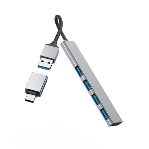 Hama USB Hub, 4 Ports, USB 3.2 Gen 1, 5 Gbit/s, Ultra-Slim, USB-C Adapter, Grey — view 4