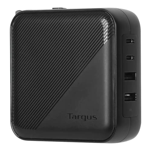 Targus - Power adapter - GaN - 100 Watt - PD - 4 output connectors (2 x USB-C, 2 x 9 pin USB Type A) - black — view 1