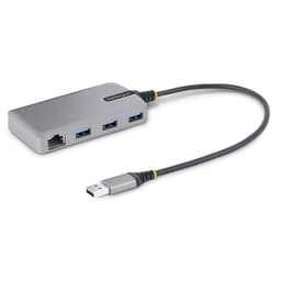 StarTech.com 3-Port USB Hub with Ethernet, 3x USB-A Ports, Gigabit Ethernet RJ45, USB 3.0 5Gbps, Bus-Powered, USB Hub w/ GbE and 1ft/30cm Long Cable, Portable Laptop USB Hub - USB Expansion Hub w/ Ethernet Adapter (5G3AGBB-USB-A-HUB) - Hub - 3 x USB 3.2 Gen 1 + 1 x micro-USB + 1 x 10/100/1000 - desktop