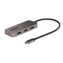 StarTech.com 3-Port USB-C MST Hub, USB Type-C to 3x HDMI Multi-Monitor Adapter for Laptop, Triple HDMI up to 4K 60Hz w/ DP 1.4 Alt Mode and DSC, HDR, 1ft (30cm) Cable, USB Bus-Powered - Multi-Stream Transport Hub (MST14CD123HD) - Video/audio splitter - 3 x HDMI - desktop