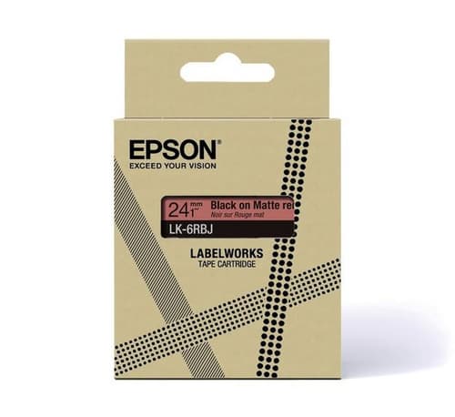 Epson LabelWorks LK-5RBJ - Black on matte red - Roll (1.8 cm x 8 m) 1 cassette(s) hanging box - tape cartridge - for LabelWorks LW-C410, LW-C610