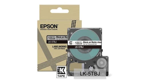 Epson LabelWorks LK-5TBJ - Black on matte clear - Roll (1.8 cm x 8 m) 1 cassette(s) hanging box - tape cartridge - for LabelWorks LW-C410, LW-C610