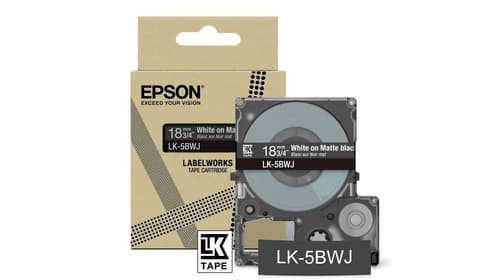 Epson LabelWorks LK-5BWJ - White on matte black - Roll (1.8 cm x 8 m) 1 cassette(s) hanging box - tape cartridge - for LabelWorks LW-C410, LW-C610