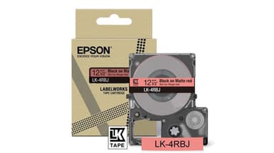 Epson LabelWorks LK-4RBJ - Black on matte red - Roll (1.2 cm x 8 m) 1 cassette(s) hanging box - tape cartridge - for LabelWorks LW-C410, LW-C610