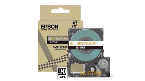 Epson LabelWorks LK-5TKN - Metallic - gold on clear - Roll (1.8 cm x 9 m) 1 cassette(s) hanging box - tape cartridge - for LabelWorks LW-C410, LW-C610
