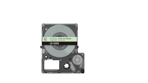 Epson LabelWorks LK-4GAS - Grey on green - Roll (1.2 cm x 8 m) 1 cassette(s) hanging box - tape cartridge - for LabelWorks LW-C410, LW-C610 — view 3