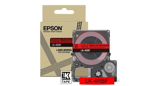 Epson LabelWorks LK-4RBF - Black on fluorescent red - Roll (1.2 cm x 5 m) 1 cassette(s) hanging box - tape cartridge