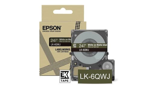 Epson LabelWorks LK-6QWJ - White on matte khaki - Roll (2.4 cm x 8 m) 1 cassette(s) hanging box - tape cartridge - for LabelWorks LW-C610