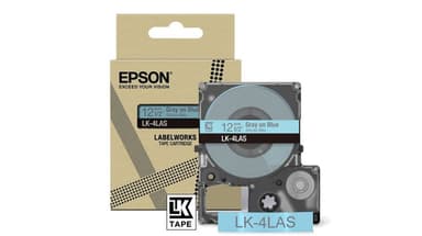 Epson LabelWorks LK-4LAS - Grey on blue - Roll (1.2 cm x 8 m) 1 cassette(s) hanging box - tape cartridge - for LabelWorks LW-C410, LW-C610