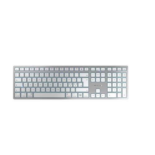 CHERRY KW 9100 SLIM - Keyboard - wireless - 2.4 GHz, Bluetooth 4.0 - QWERTY - UK - key switch: CHERRY SX - white, silver