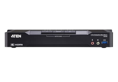 ATEN CM1942 - KVM / audio / USB switch - 4K, DisplayPort, dual display, mini-matrix, boundless - 2 x KVM / audio / USB - 1 local user - desktop - for VanCryst VS182B — view 3