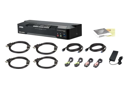 ATEN CM1942 - KVM / audio / USB switch - 4K, DisplayPort, dual display, mini-matrix, boundless - 2 x KVM / audio / USB - 1 local user - desktop - for VanCryst VS182B — view 5