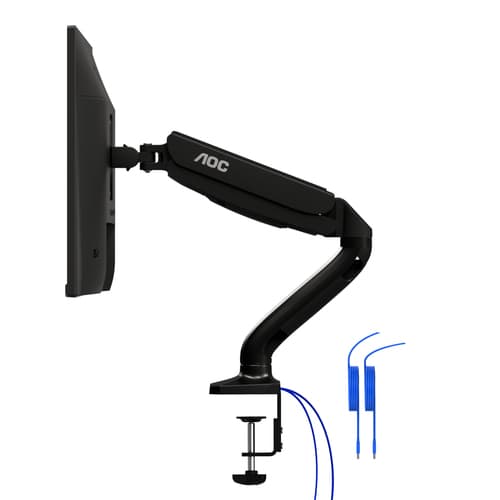 AOC AS110DX - Mounting kit (monitor arm, clamp mounting base, grommet mount) - adjustable arm - for LCD display - gas spring - aluminium alloy - black - screen size: 13"-31.5" - desk-mountable