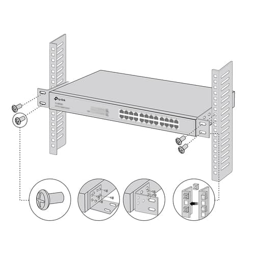 TP-Link - Rack mounting kit - 13" - for TP-Link TL-SG1008, SG1016, SG1024, SG3210, JetStream TL-SG2210, SX3206, Omada OC300 — view 4