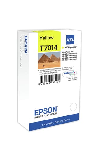 Epson Ink Cartridges, DURABrite" Ultra, T7014, Pyramids, Singlepack, 1 x 34.2 ml Yellow, High, XXL