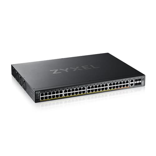 Zyxel XGS2220 Series XGS2220-54HP - switch - 48-port GbE L3 access, NebulaFLEX Cloud, with 6 10G uplink - 48 ports - Managed - rack-mountable — view 3