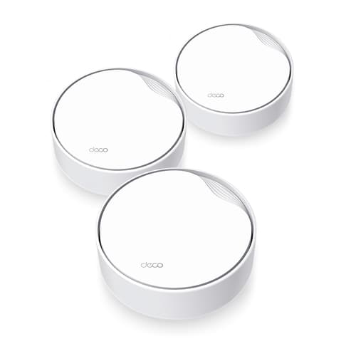 TP-Link Deco X50-PoE V1 - Wi-Fi system - (3 routers) - up to 6,500 sq.ft - mesh 1GbE, 2.5GbE - Wi-Fi 6 - Dual Band - wall-mountable, ceiling-mountable