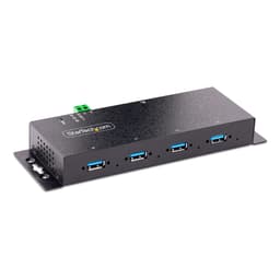 StarTech.com 4-Port Industrial USB 3.0 5Gbps Hub, Rugged USB Hub w/15kV Air/8kV Contact ESD and Surge Protection, DIN/Wall/Desk Mountable USB-A Hub, USB Expansion Hub with Locking Ports - Metal Construction (5G4AINDNP-USB-A-HUB) - Hub - industrial - 4 x USB 3.2 Gen 1 - desktop, DIN rail mountable, wall-mountable