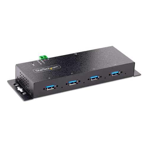 StarTech.com 4-Port Industrial USB 3.0 5Gbps Hub, Rugged USB Hub w/15kV Air/8kV Contact ESD and Surge Protection, DIN/Wall/Desk Mountable USB-A Hub, USB Expansion Hub with Locking Ports - Metal Construction (5G4AINDNP-USB-A-HUB) - Hub - industrial - 4 x USB 3.2 Gen 1 - desktop, DIN rail mountable, wall-mountable