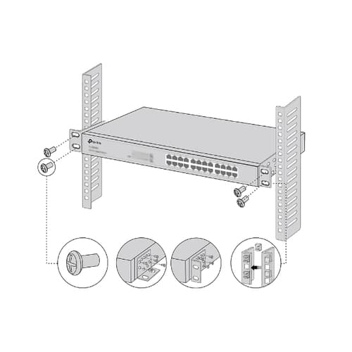 TP-Link - Rack mounting kit - 19" - for DeltaStream DS-P7001-08, JetStream TL-SG2218, SG3210, SG3428, SG3452, SX3016, Omada ER8411 — view 4
