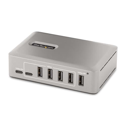 StarTech.com 10-Port USB-C Hub, 8x USB-A + 2x USB-C, Self-Powered w/ 65W Power Supply, USB 3.1 10Gbps Hub w/ BC1.2 Charging, Desktop/Laptop USB Hub with 3ft Locking USB-IF Certified Cable - USB Expansion Hub (10G8A2CS-USB-C-HUB) - Hub - 8 x USB 3.2 Gen 2 + 2 x USB-C 3.2 Gen 2 - desktop