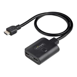 StarTech.com 2-Port HDMI Splitter, 4K 60Hz HDMI 2.0 Video, 4K HDMI Splitter 1 In 2 Out, 1x2 HDMI Display/Output Splitter, HDR/HDCP - 20in (50cm) Built-in HDMI Cable, Powered via USB or Included Power Supply (HDMI-SPLITTER-4K60UP) - Video/audio splitter - desktop
