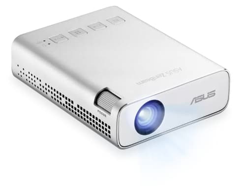ASUS ZenBeam E1R - DLP projector - LED - 200 LED lumens - WVGA (854 x 480) - 16:9 - Wi-Fi - silver — view 1