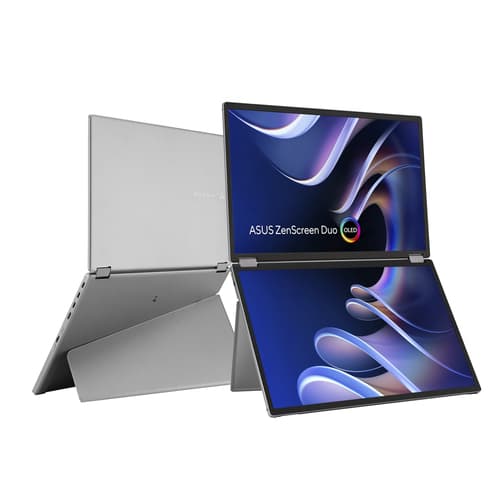 ASUS ZenScreen Duo OLED MQ149CD - Dual OLED monitor - 14" - portable - touchscreen - 1920 x 1200 @ 60 Hz - 500 cd/m� - 100000:1 - DisplayHDR 400 True Black - 1 ms - grey — view 3