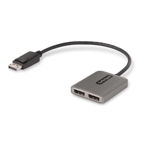 StarTech.com 2-Port DisplayPort MST Hub, Dual 4K 60Hz, DP to 2x DisplayPort Monitor Adapter, DP 1.4 Multi-Monitor Video Adapter w/ 1ft Built-in Cable, USB Powered, Windows Only - Multi Stream Transport Hub (MST14DP122DP) - Hub - 1 x DisplayPort + 1 x micro-USB + 2 x DisplayPort