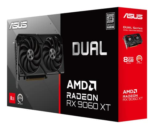 ASUS Dual Radeon RX9060XT 8GB - Graphics card - Radeon RX 9060 XT - 8 GB GDDR6 - PCI Express 5.0 - HDMI, 2 x DisplayPort - box — view 15