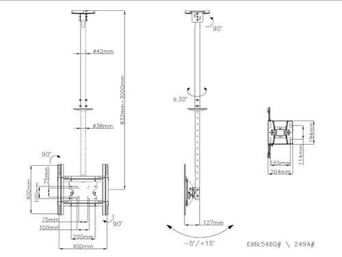 *Non Cancellable/Non Returnable (NCNR)* CEILINGMOUNT MEDIUM SINGLE 32-55 — view 13