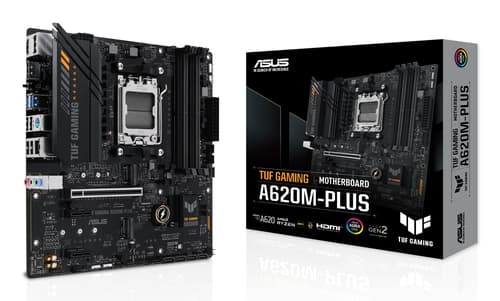 ASUS TUF GAMING A620M-PLUS - Motherboard - micro ATX - Socket AM5 - AMD A620 Chipset - USB 3.1 Gen 1, USB-C 3.2 Gen 1 - 2.5 Gigabit LAN - onboard graphics (CPU required) - HD Audio (8-channel)